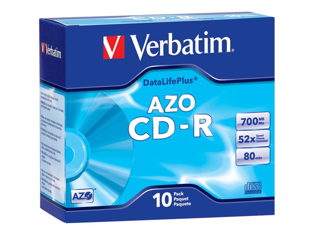 Amazon.com: Verbatim AZO CD-R 700MB 52X DataLifePlus with Branded
